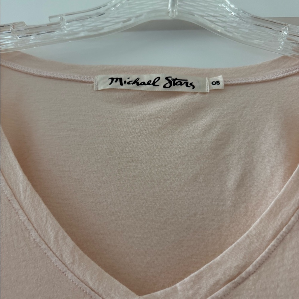 Michael Stars Blush Pink V-Neck Short Sleeve Tee - Picture 3 of 3